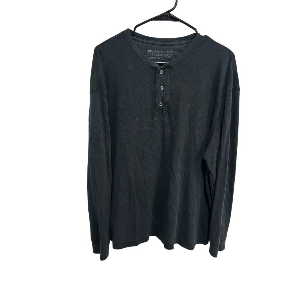 John Bartlett Consensus Long Sleeve Henley Shirt Black Sz XL Everyday Wear Tee